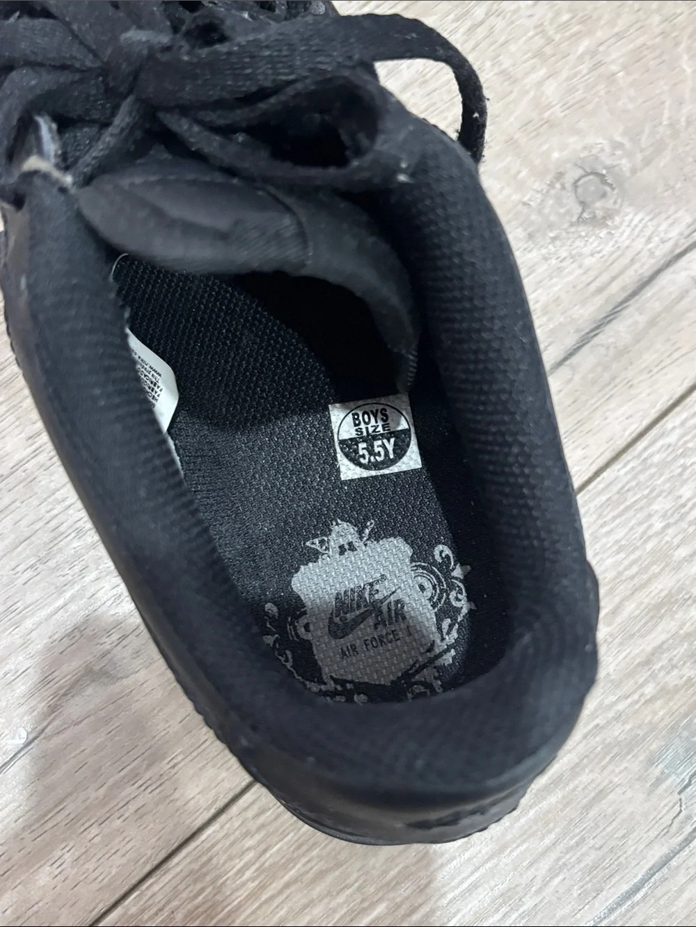 Black Nike Air Force 1’s Grade School Size 5.5